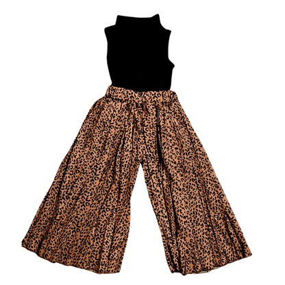 Girls Leopard Print Flare Pant Set