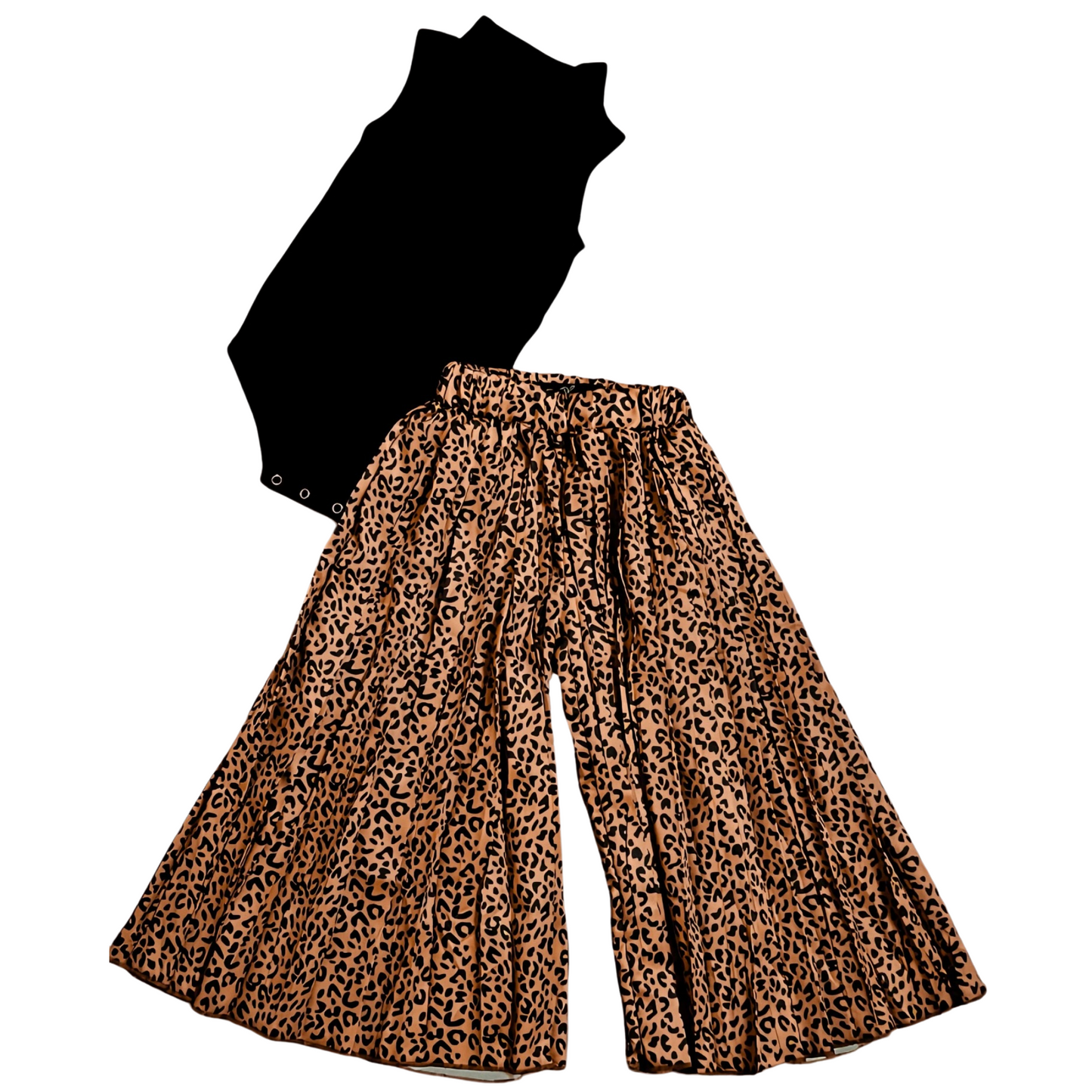 Girls Leopard Print Flare Pant Set