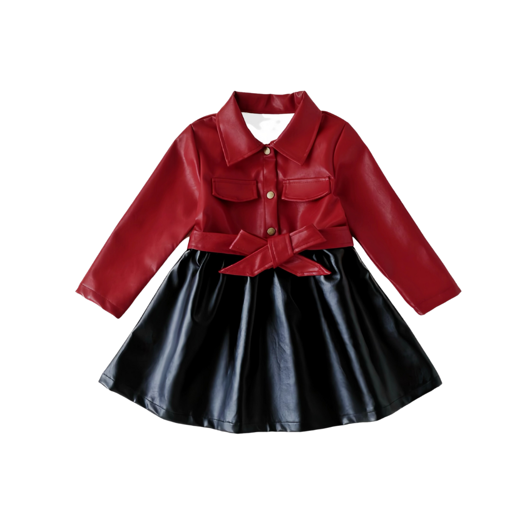 Girls Leather Flare Skirt