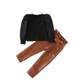 Girl's Brown Leather Pant Set