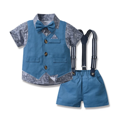 Boy's Blue Shorts Suit Set