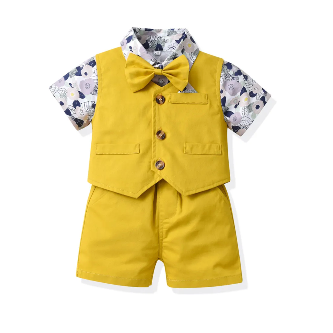 Boy's Yellow Shorts Suit Set